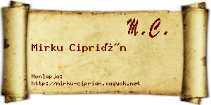 Mirku Ciprián névjegykártya